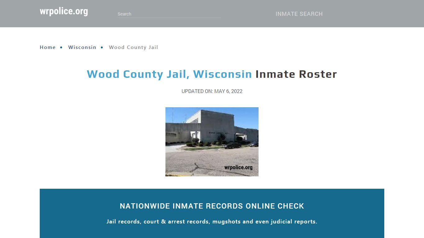 Wood County Jail, Wisconsin - Inmate Locator